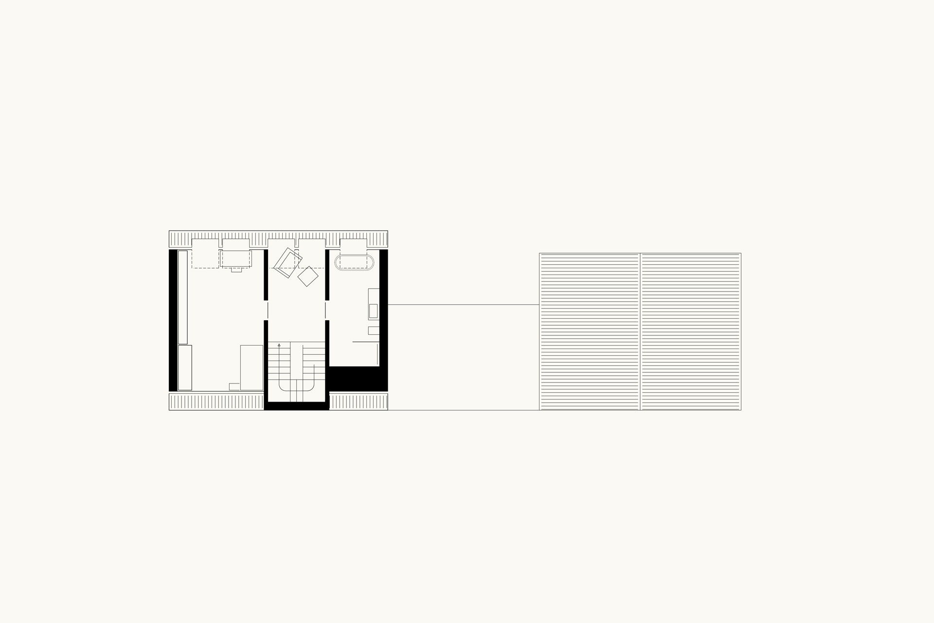 Architektonischer Grundriss des Dachgeschosses von Haus WM